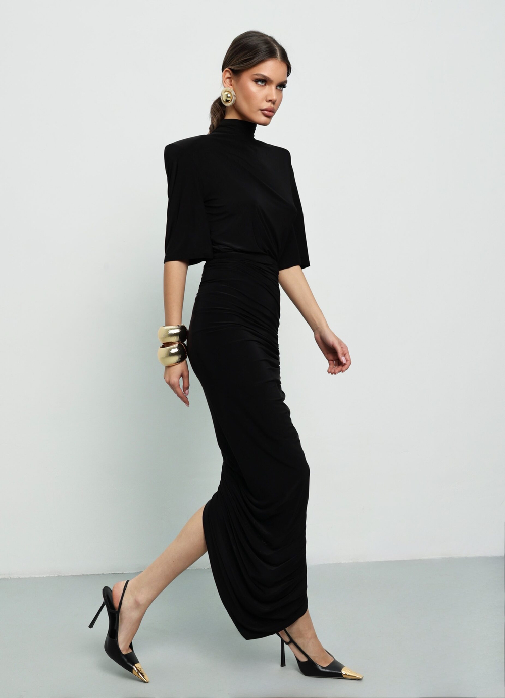 Юбка с асимметричной сборкой, Черная