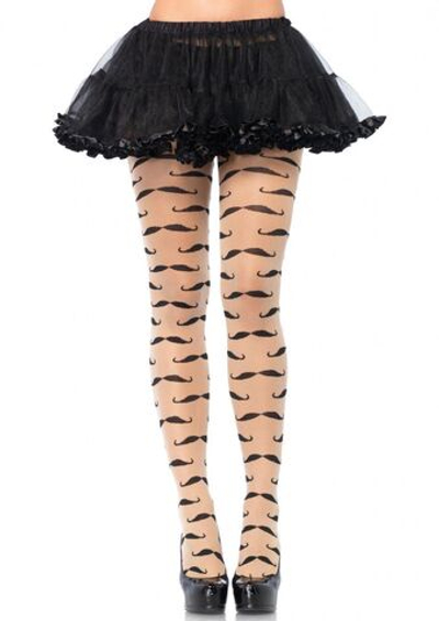 Колготки с рисунком Усы (Размер: S-M-L) (Цвет: розовый с черным)