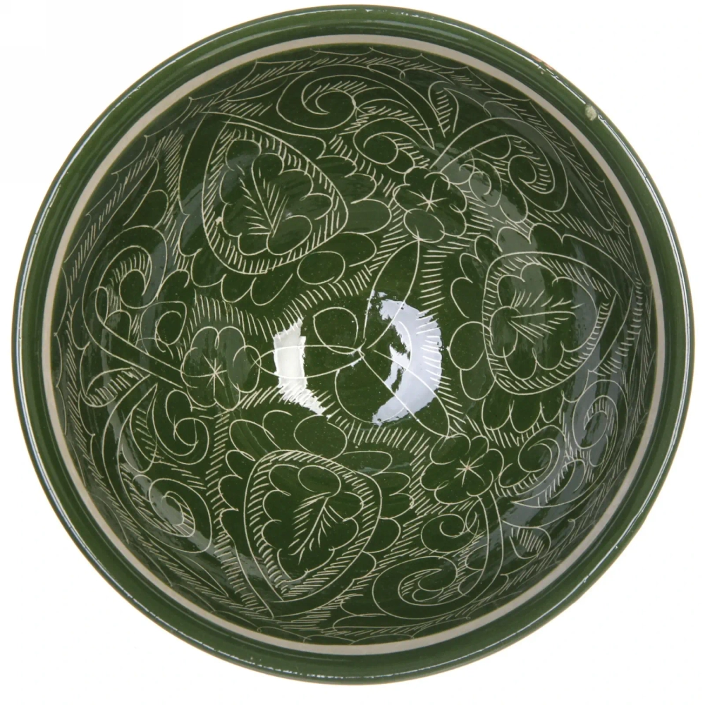 Чайный набор 9 предметов Зеленый (блюдо, чайник, пиала 6шт) Риштанская керамика