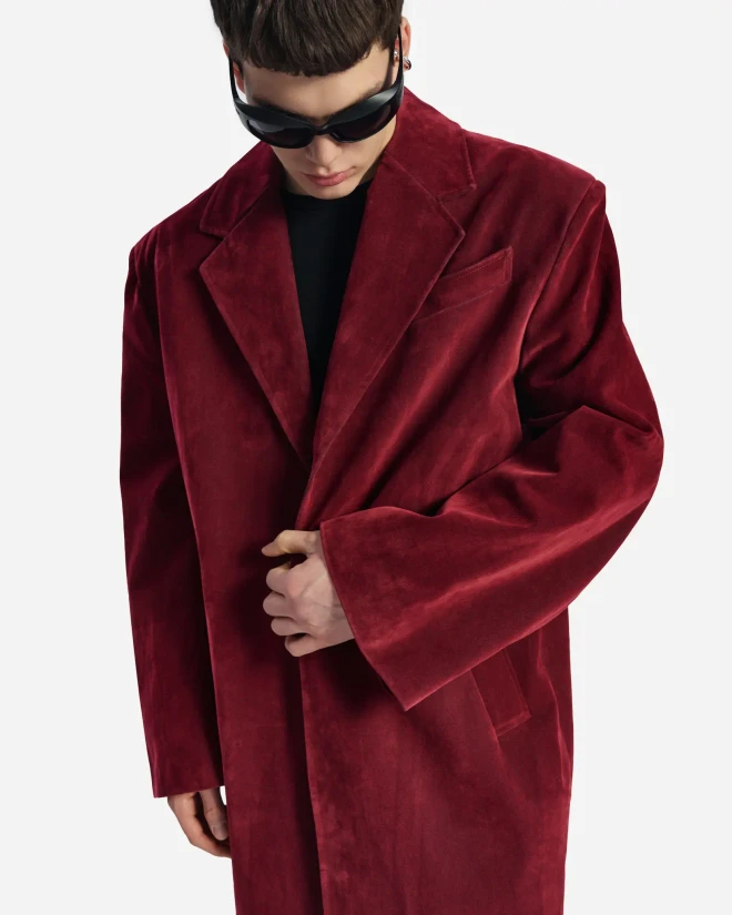 Пальто из денима с бархатным покрытием