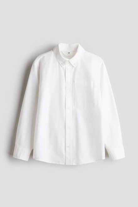H&M Рубашка из хлопка на пуговицах, белый