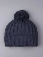 Шапка детская осенняя вязаная с помпоном