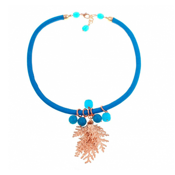 Колье лист Ester Bijoux Agata Oltremare and Cypress CL952-RG/BL BR