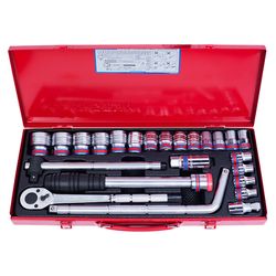 KING TONY (4033SR) Набор торцевых головок с принадлежностями 1/2", 12-гранные, 5/16"-1&1/4", 24 предмета