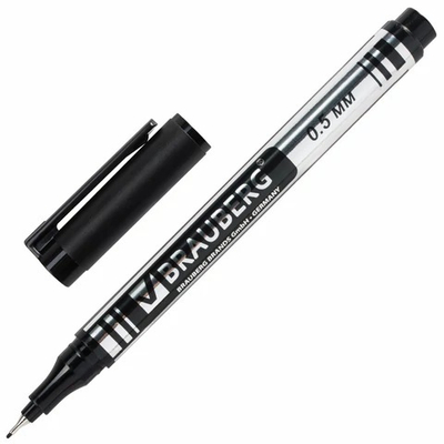 Маркер для CD и DVD BRAUBERG, ЧЕРНЫЙ, супертонкий металлический наконечник 0,5мм,