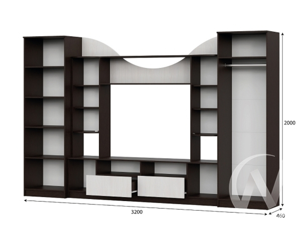 Гостиная МГС 8 исполнение 1 (дуб венге/ясень анкор светлый)
