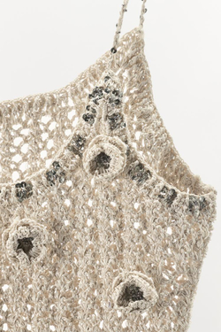 ZARA ТОП ИЗ КРУЖЕВА КРОШЕ С РЕЛЬЕФНЫМИ ЦВЕТАМИ - LIMITED EDITION, БЕЖЕВЫЙ