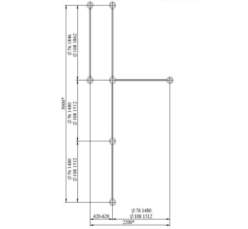 Спортивный комплекс №55, два турника, брусья, шведская стенка, 5000*2200*2700 мм., D=89 мм.