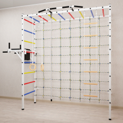 Спортивный комплекс Sv Sport П 407 (Турник/Брусья/Канат/Kольца/Лестница/Сетка)