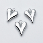 Подвеска Сердце, цвет серебро (родий), размер 14*11 мм, цена за 1 шт