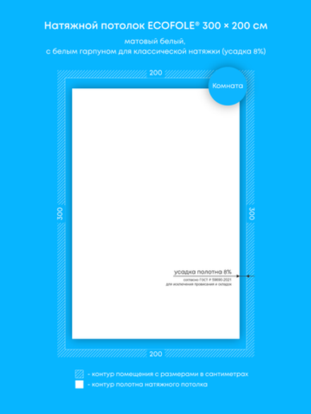 Матовый натяжной потолок 6 м2