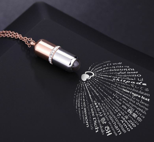 SALE! Подвеска на цепочке из ювелирной стали, "Капсула Любви", с проекцией, 1 шт.