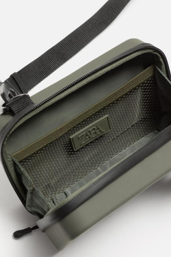 ZARA ЖЕСТКАЯ СУМКА С РЕМНЕМ ЧЕРЕЗ ПЛЕЧО, ЗЕЛЕНЫЙ ХАКИ