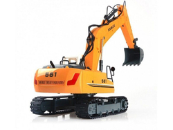 Радиоуправляемый экскаватор Double Eagle E561-003S с металлическим ковшом, для детей, на гусеницах, 1:16, желтый