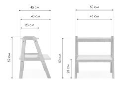 Табурет-стремянка Брети натуральная береза / белый