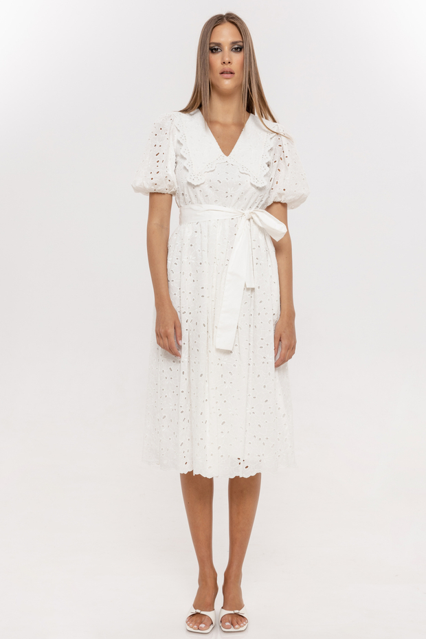 Хлопковое платье-миди с вышивкой