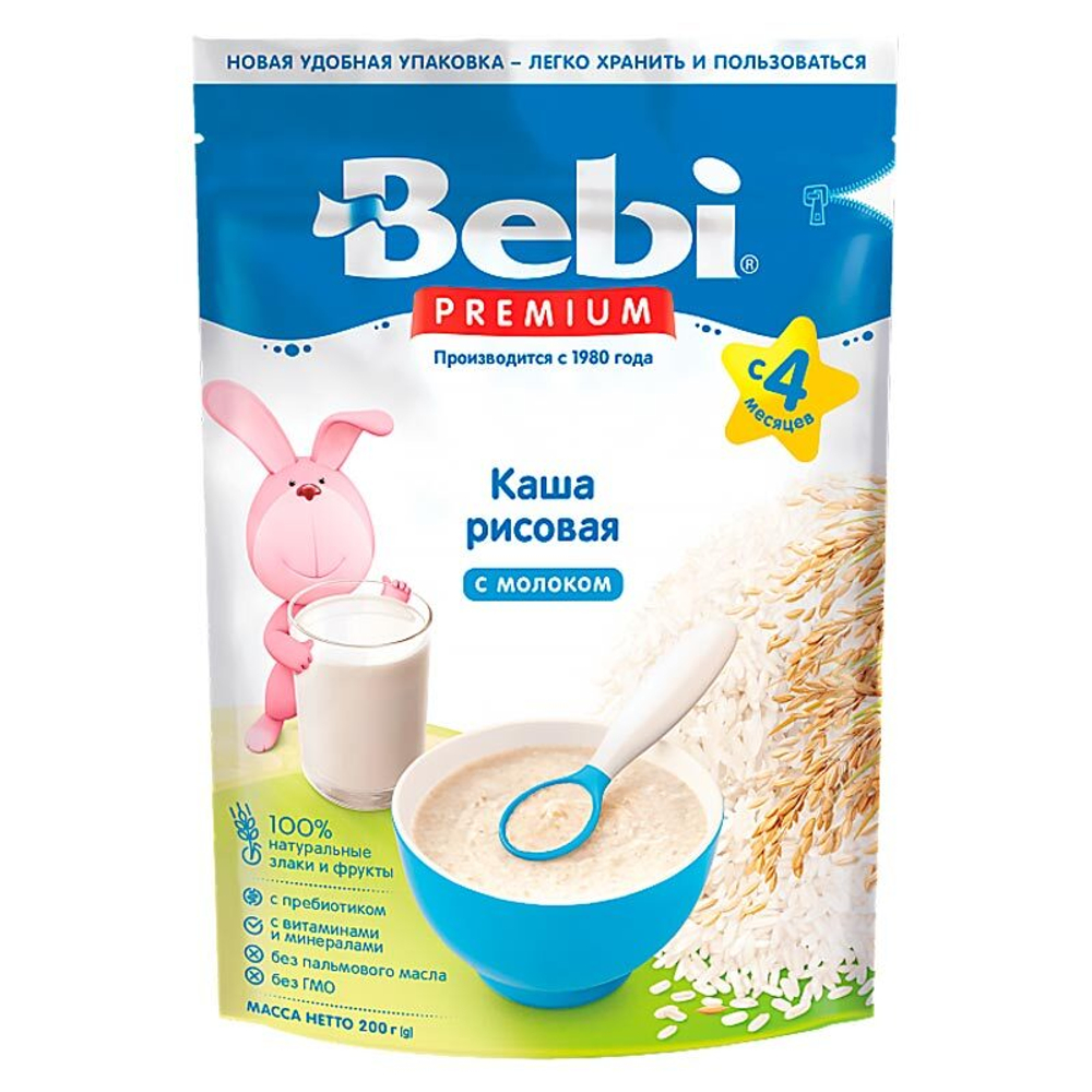 Каша молочная рисовая Bebi Premium (6+ мес.), 200 г