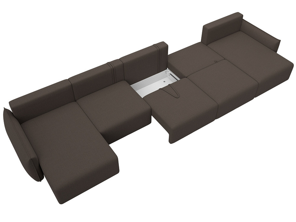 Диван П-образный Лига-051 НПБ МегаЛонг рогожка Амур 05 коричневый