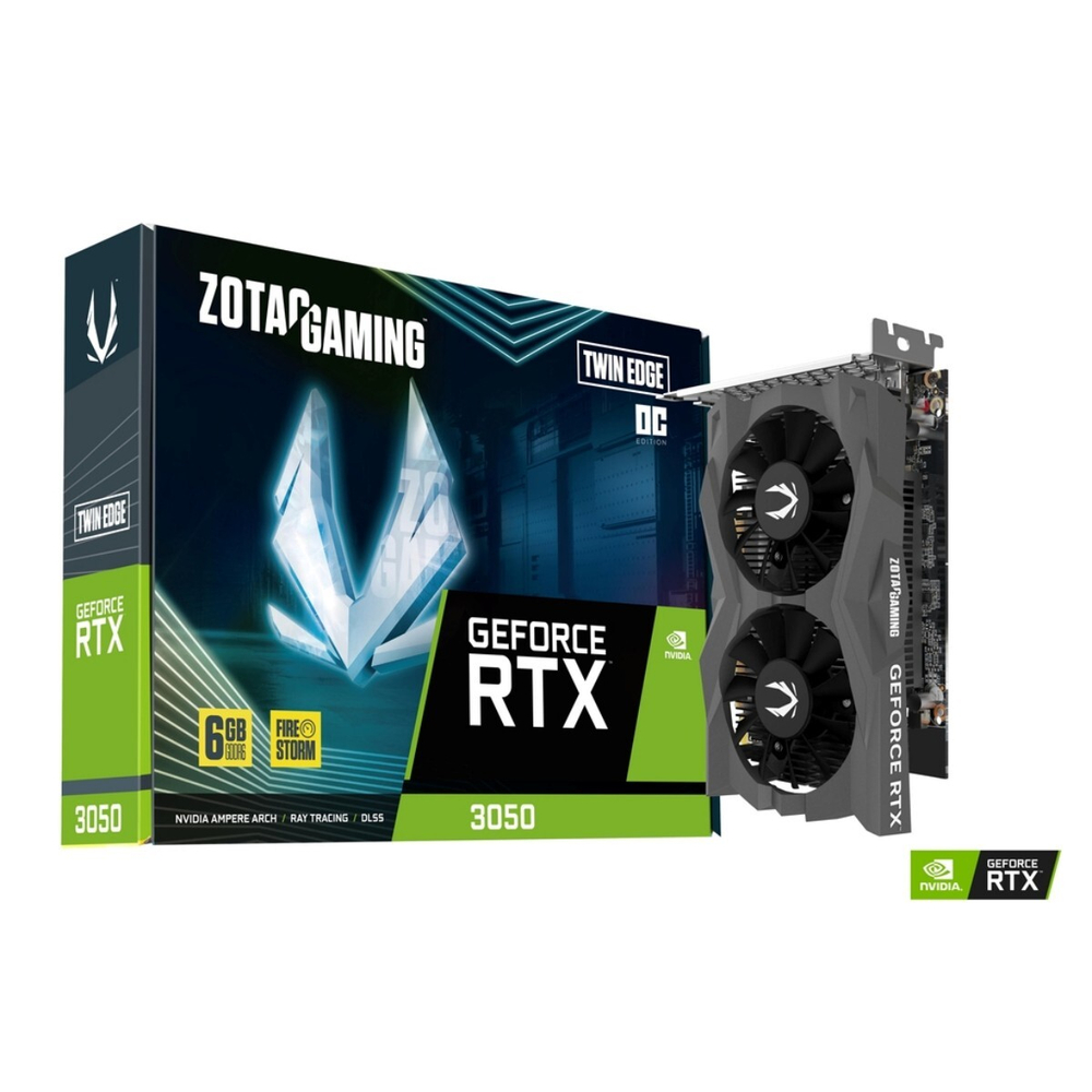 Видеокарта ZOTAC GAMING GeForce RTX 3050 6GB GDDR6 96-bit Twin Edge OC, 1477 MHz