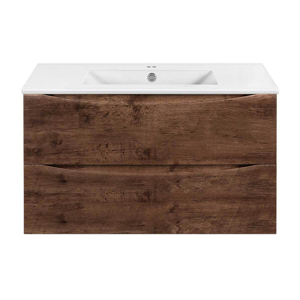 Тумба под раковину Vincea Mia Slim 900 подвесная, 2 выкатных ящика soft close, R.Wood