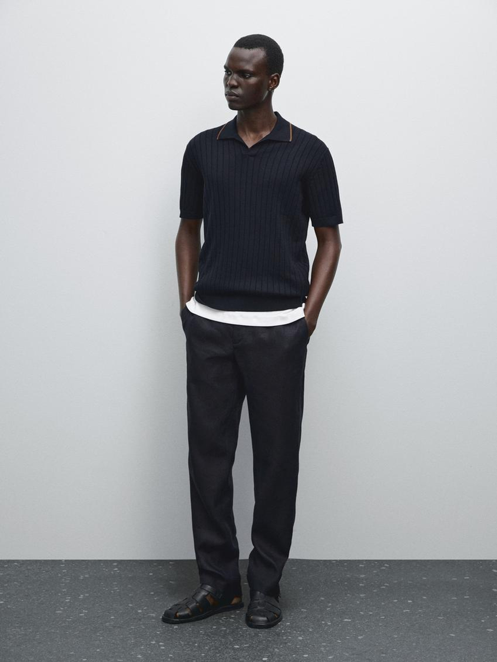 Massimo Dutti Поло из 100% хлопка, темно-синий