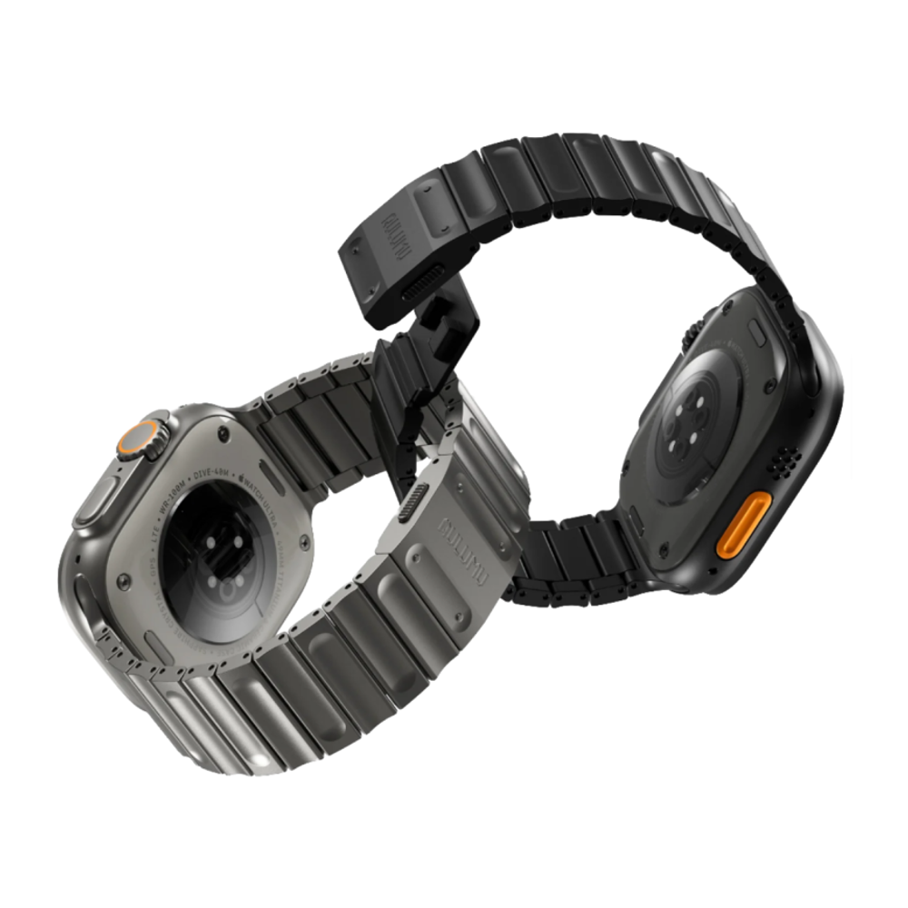 Титановый блочный браслет Aulumu C01 для Apple Watch 44, 45, 46 мм и Ultra 2–3 Браслет из титана с алмазоподобным покрытием и магнитной застёжкой из нержавеющей стали. На запястье обхватом 145–225 мм