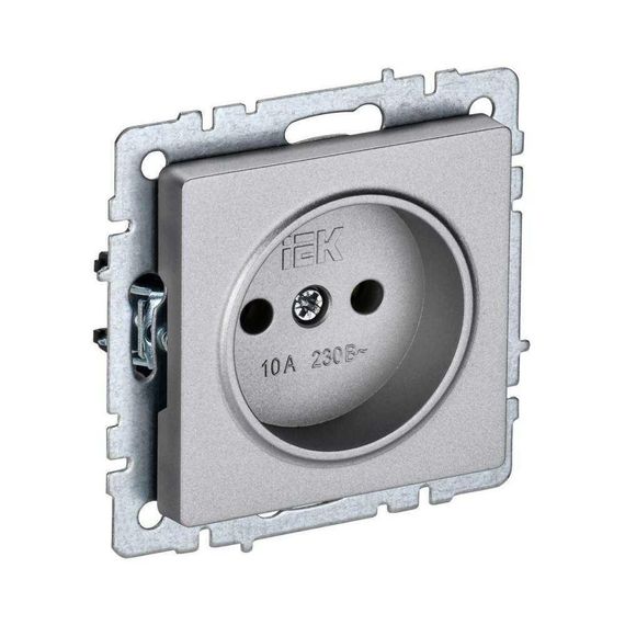 Розетка 2P IEK Brite алюминий BR-R10-10-K47