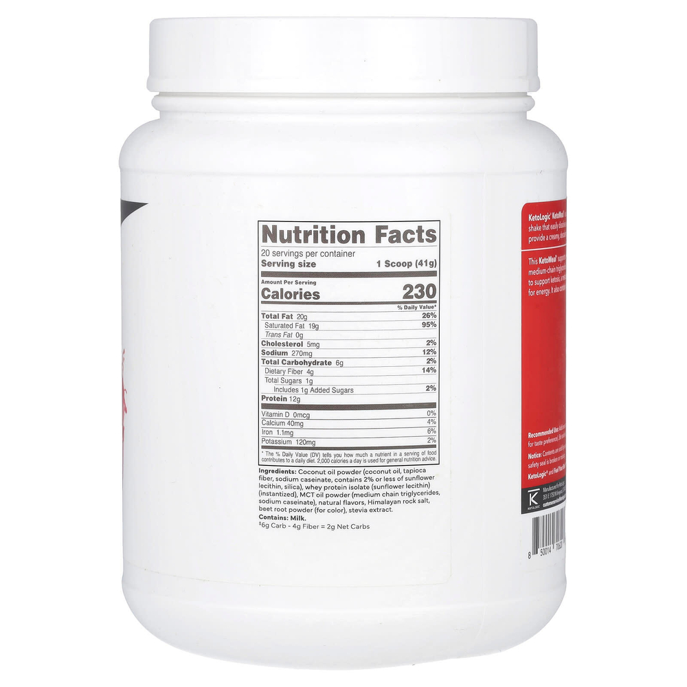 KetoLogic, кетодиета, со вкусом клубники, 800 г (1,8 фунта)