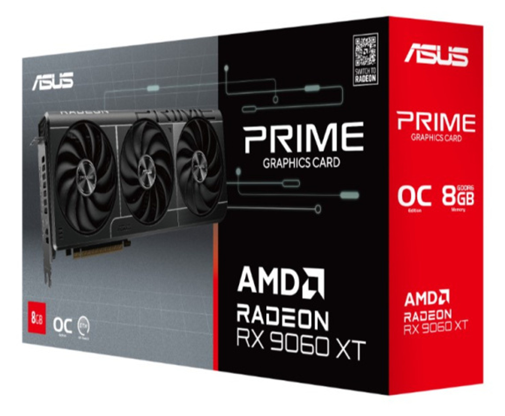 Видеокарта ASUS Radeon RX 9060 XT PRIME OC (PRIME-RX9060XT-O8G)