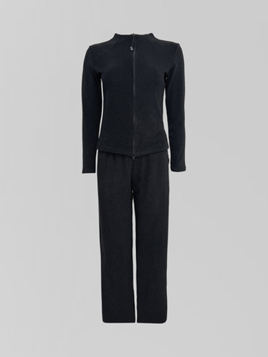 Костюм LJHY 25027 однотонный из лонгслива на молнии и широких штанов