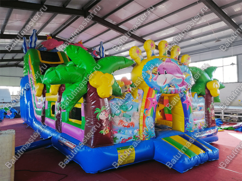 Коммерческий батут "В гостях у дельфинов", 10*5*5 м, с окнами