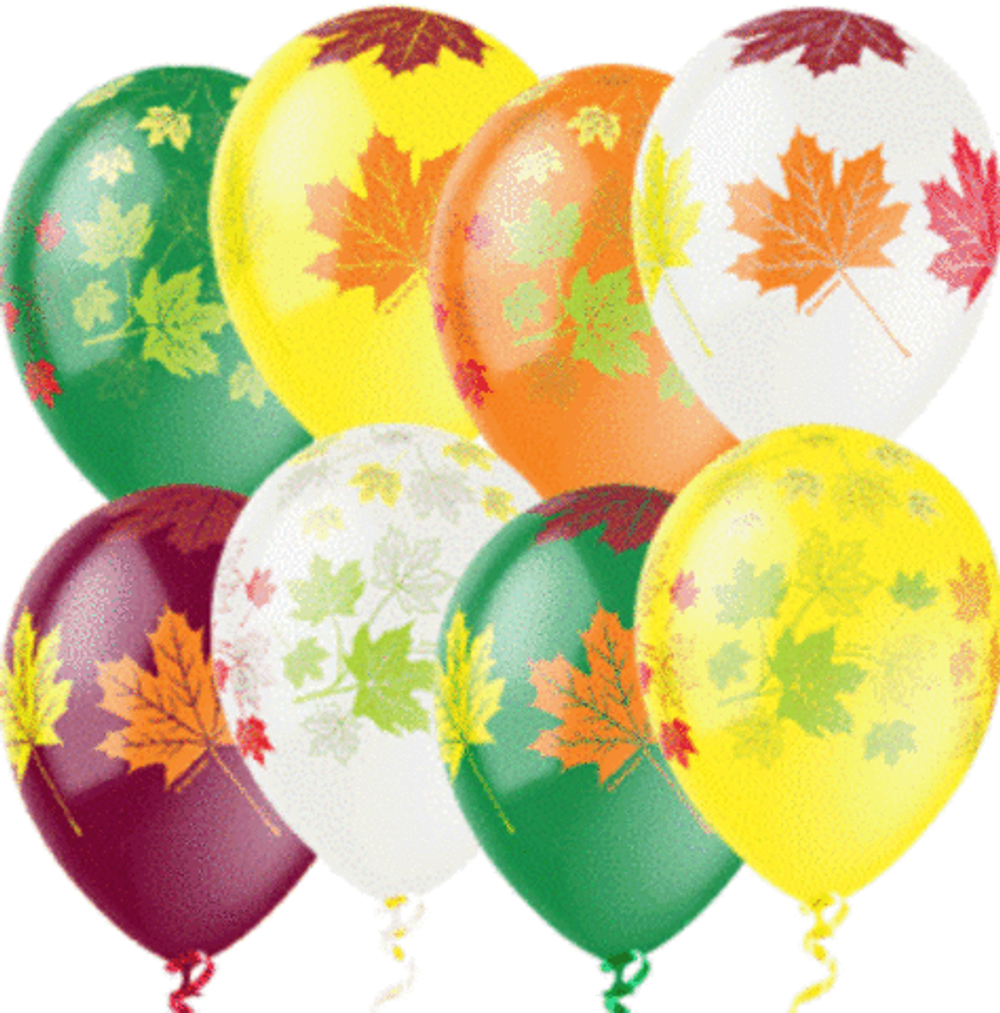 М 12"/30см, Осенние листья, Декоратор (шелк) (надутый гелием)