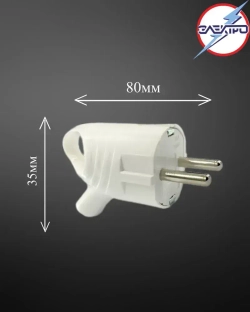 Вилка с ушком угловая белая 16А 1 штука в упаковке