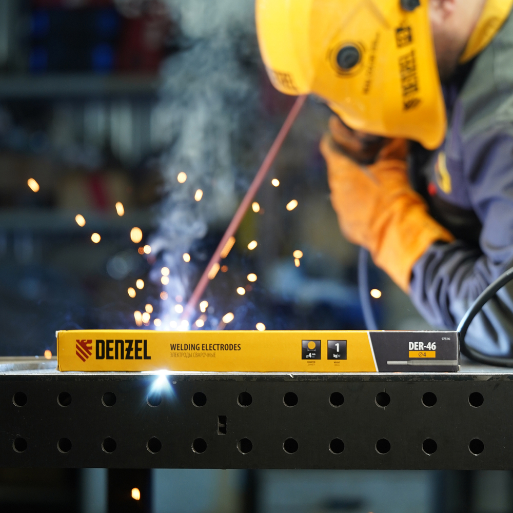 Электроды DER-46, диам. 4 мм, 1 кг, рутиловое покрытие Denzel