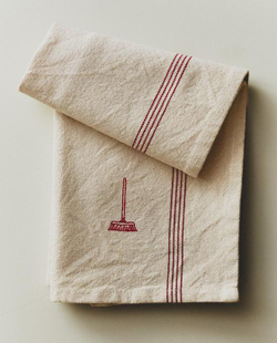 ZARA HOME КУХОННОЕ ПОЛОТЕНЦЕ ИЗ ХЛОПКА С ВЫШИВКОЙ, КРАСНЫЙ