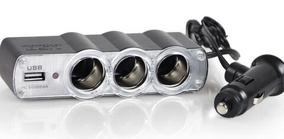 Автоприкуриватель WF-0120 на 3 гнезда+USB