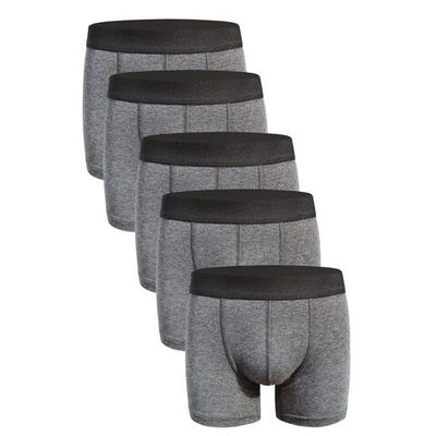 Набор из 5 темно-серых хлопковых трусов-боксеров (Размер: M) (Цвет: темно-серый)