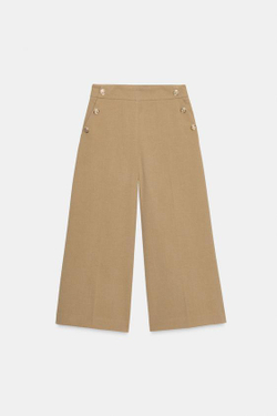 ZARA БРЮКИ-КЮЛОТЫ С ПУГОВИЦАМИ, РЫЖЕВАТО-КОРИЧНЕВЫЙ