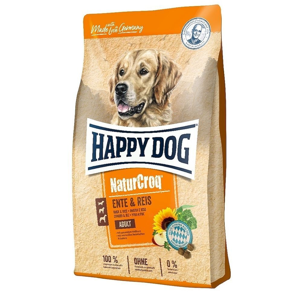 Happy Dog NaturCroq Ente &amp; Reis корм для собак с уткой, улучшение состояния кожи и шерсти 12 кг