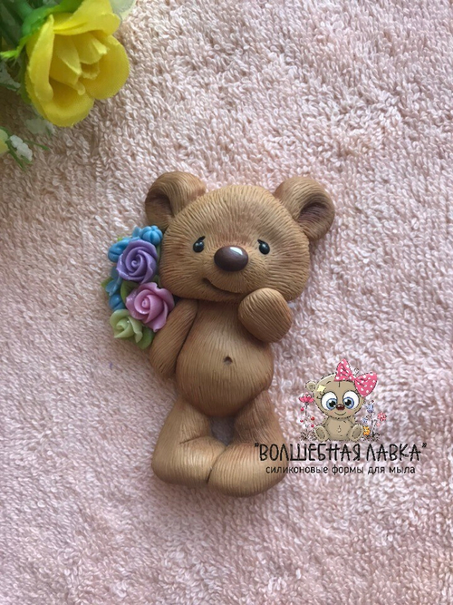 Силиконовая форма Мишка с букетом
