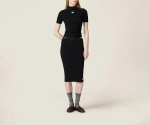 Футболка Miu Miu из вискозы с логотипом интарсией