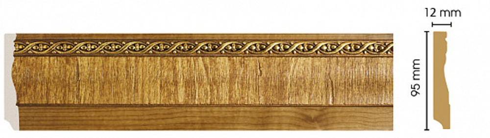 Плинтус напольный дюрополимер под дерево D153-4 95×12×2400 мм DecoMaster