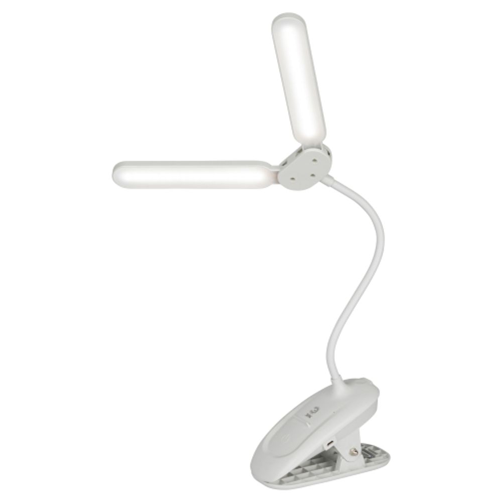 Настольный светильник ЭРА NLED-512-6W-W светодиодный аккумуляторный на прищепке белый | Светодиодные настольные лампы