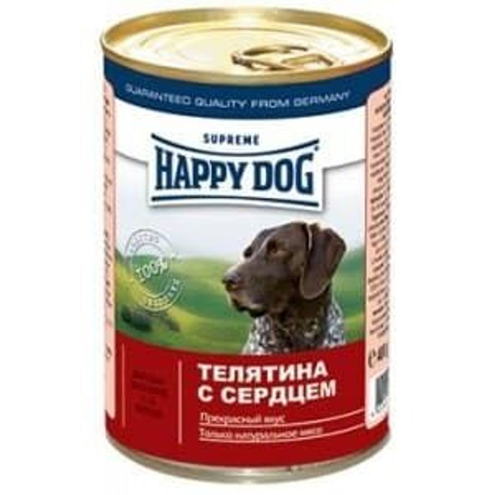 Хэппи Дог кон.д/собак Телятина/сердце 400гр (НФКЗ)