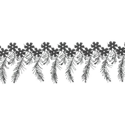 3AR888 Кружево гипюр с подвесками 6,5см*13,72м (черный)