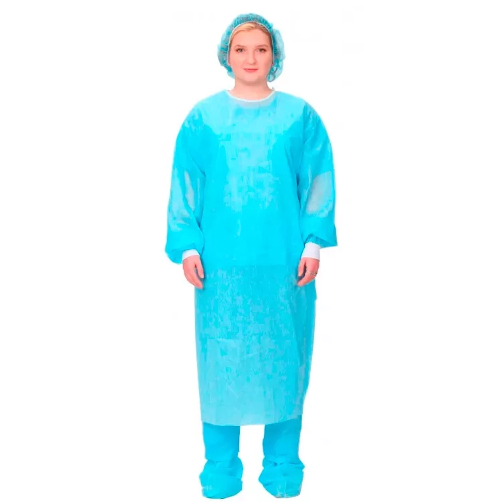 Халат медицинский одноразовый Экстра плотность 60, размер 52-54 рукав манжета 30 шт