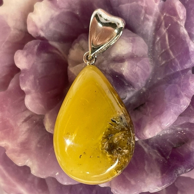 31251 *Янтарь Кулон 28мм серебро925 + родирование