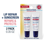 Aquaphor, Средство для защиты губ и солнцезащитное средство, SPF 30, без отдушек, 2 тюбика по 10 мл (0,35 жидк. унц.)