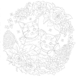 Days with Cats and Flowers. Coloring Book