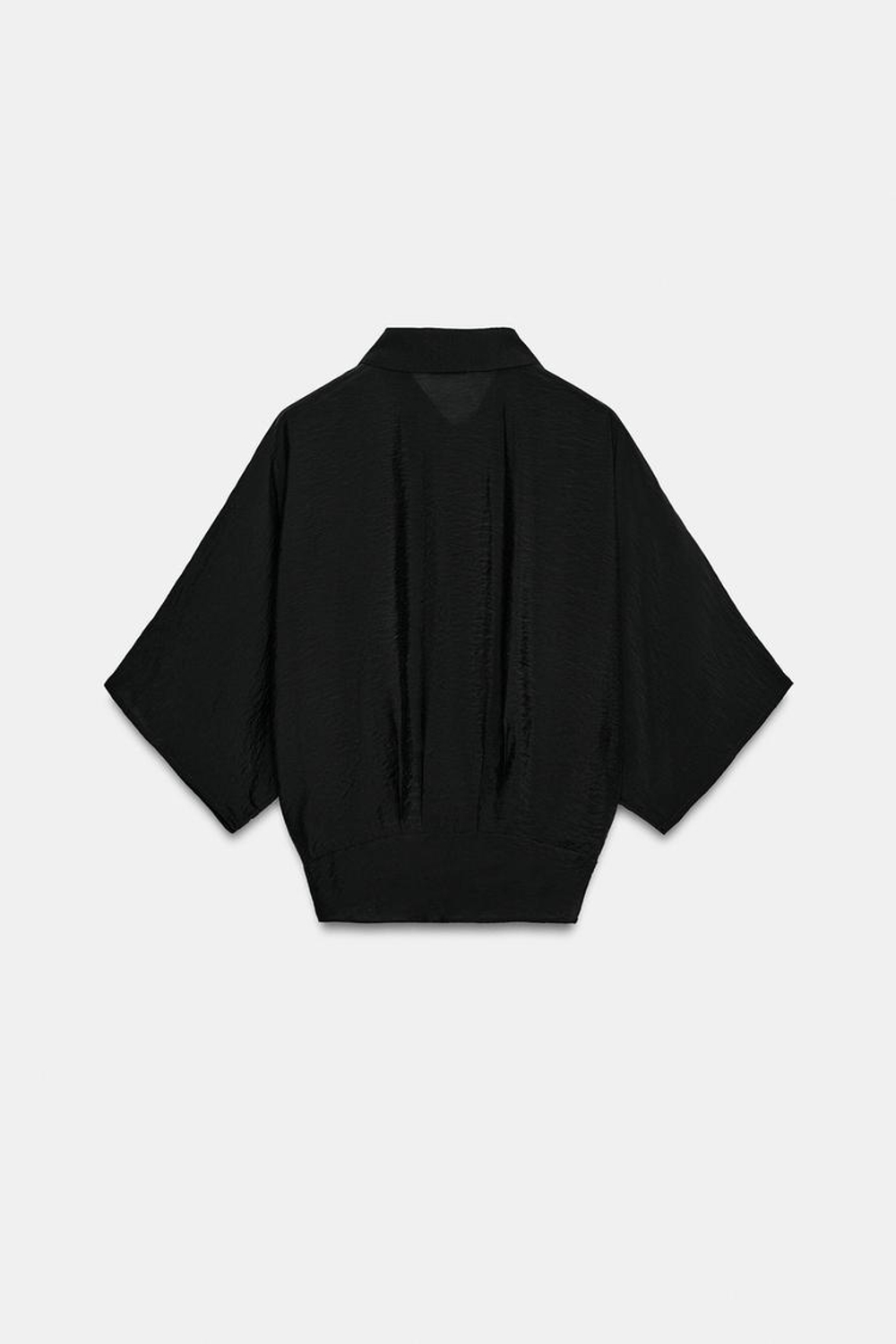 ZARA РУБАШКА С КОРОТКИМИ РУКАВАМИ И УЗЛОМ, ЧЕРНЫЙ